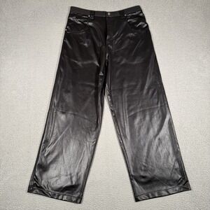 Positano Pants Mens 36x32 Black Wide Leg Baggy Rave Disco Preppy Pockets